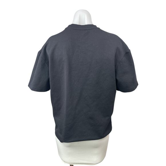 Zara Women's Black Short Sleeve Mock Neck Boxy Basic T Shirt Tee Top Size M - Picture 2 of 4